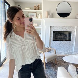 Pleated White Work Blouse